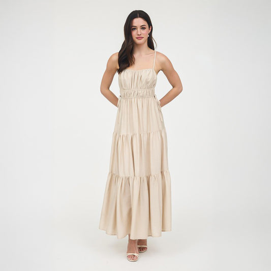 Beige Tiered Maxi Dress