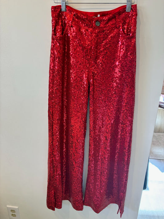 Holiday Sparkle Sequin Pants (Red Sequin)