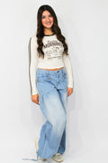 Veveret Denim Wide Leg Pants (Light wash)