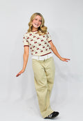 Cherry Knit Sweater Tee (Cream/Red)