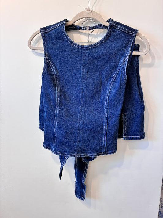 Dark Denim Halter Skort Set (Dark Denim)