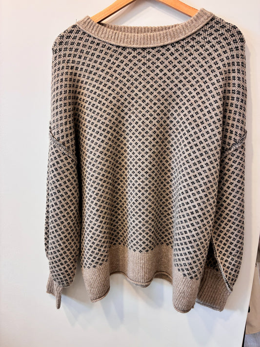 Winter Lodge Pattern Sweater (Taupe/Black)