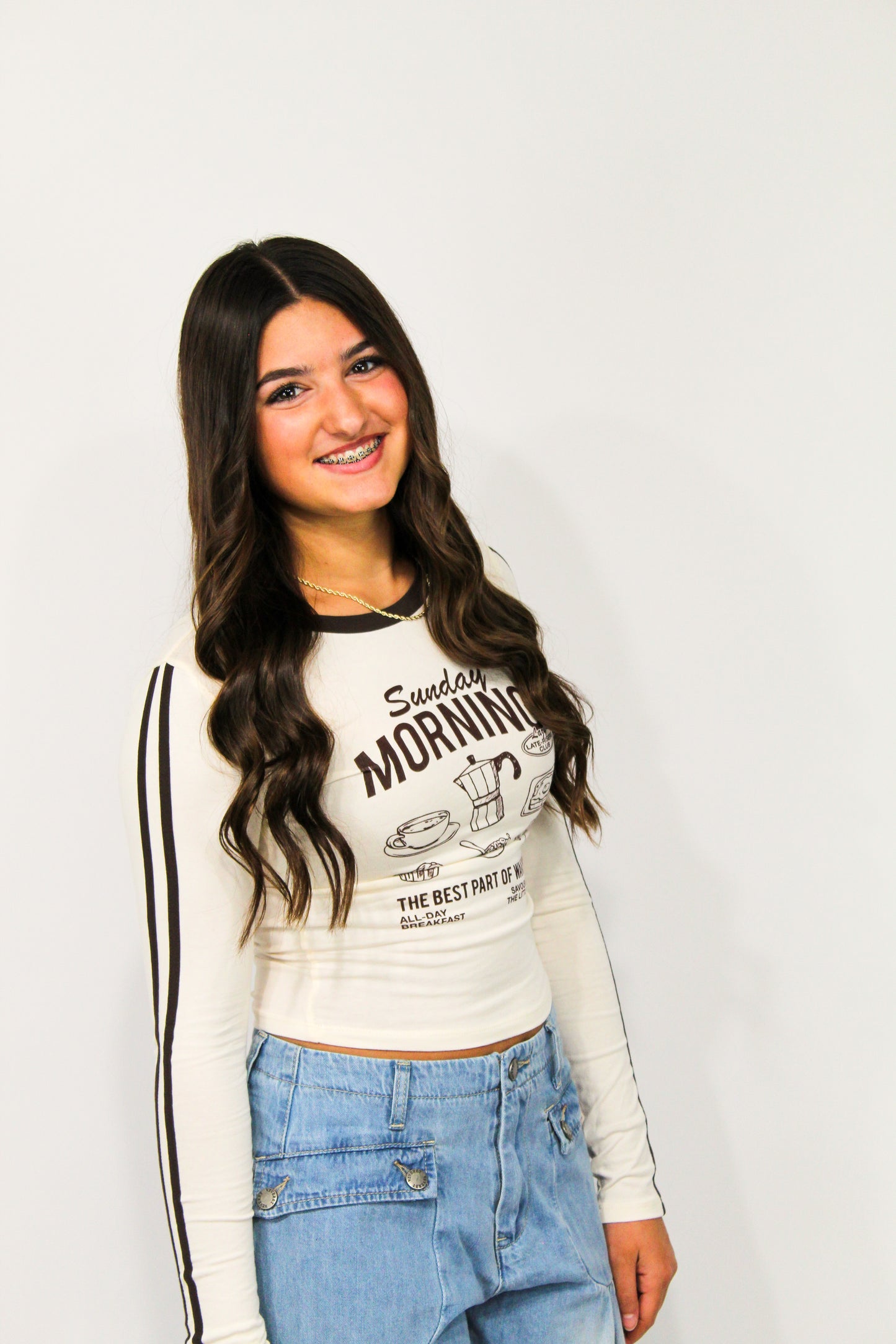 Sunday Mornings Graphic Tee (Cream/Black)