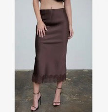 After Midnight Lace Slip Skirt (brown or black)