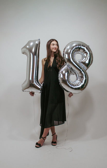 Midnight Muse Halter Dress (Black)