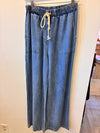 Soft Denim Wide-Leg Pants (Light Wash)