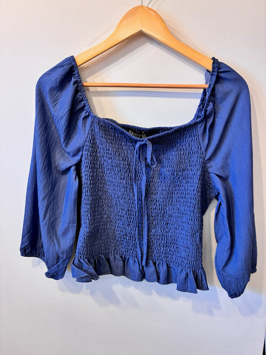 Plus Ocean Smocked Crop Top (Blue)