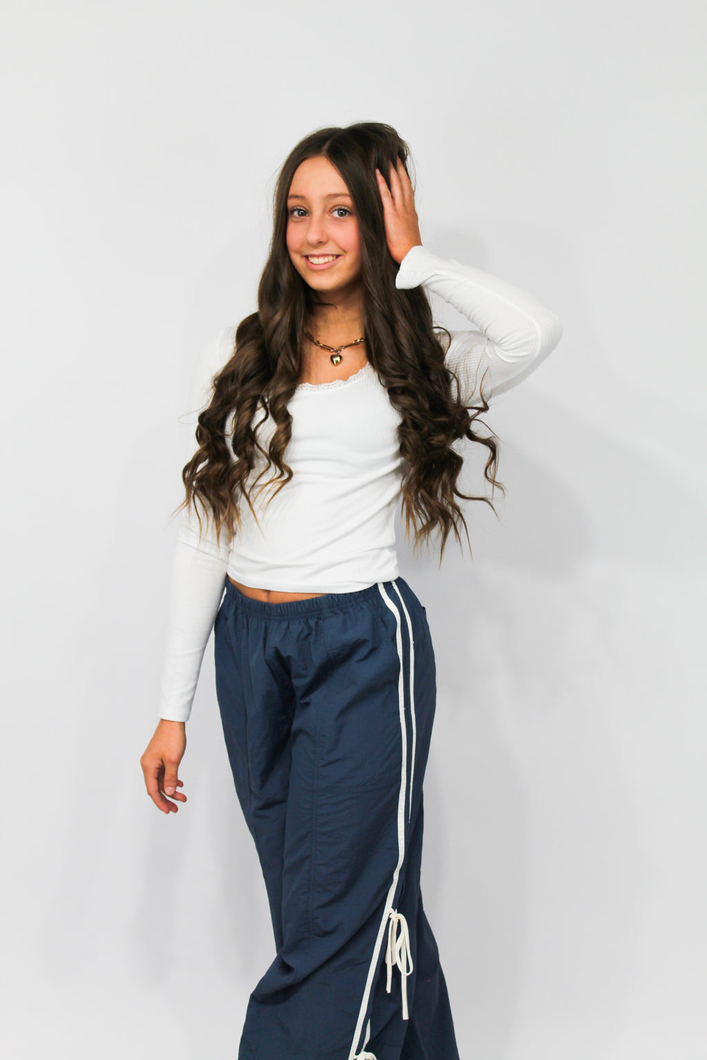 Blue Parachute Pants (Tie Detail)