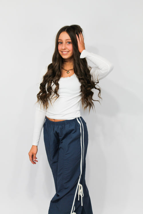 Blue Parachute Pants (Tie Detail)