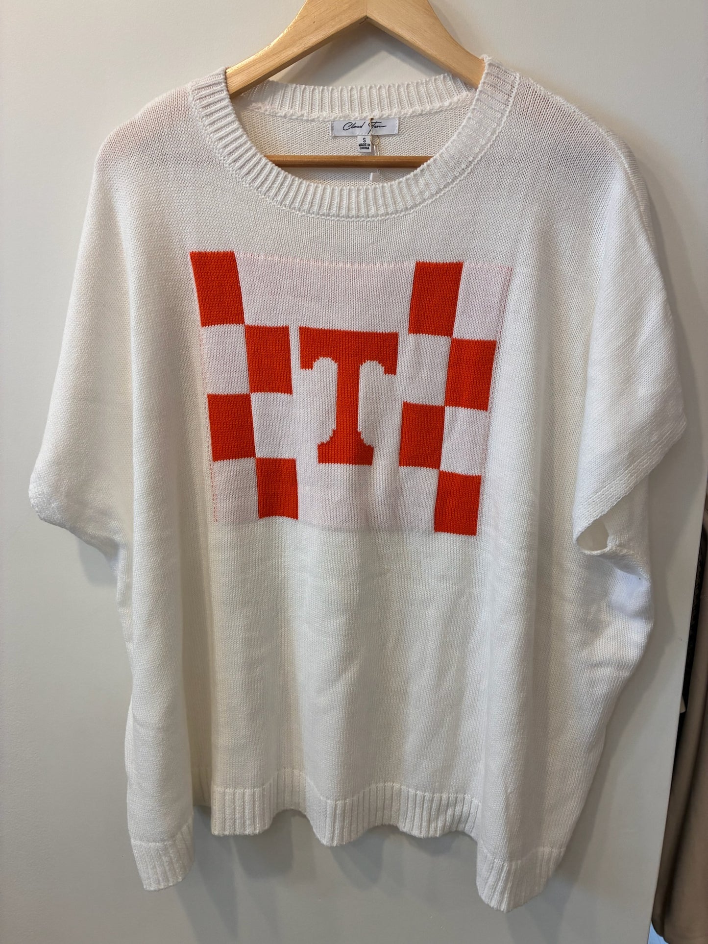 TN Checkerboard Game Day Sweater (White/Orange)