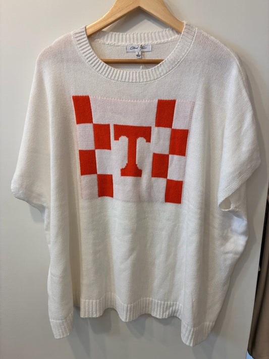 TN Checkerboard Game Day Sweater (White/Orange)