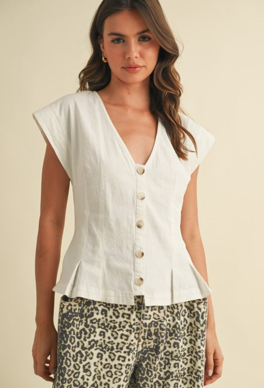 Cotton Button-Front Blouse