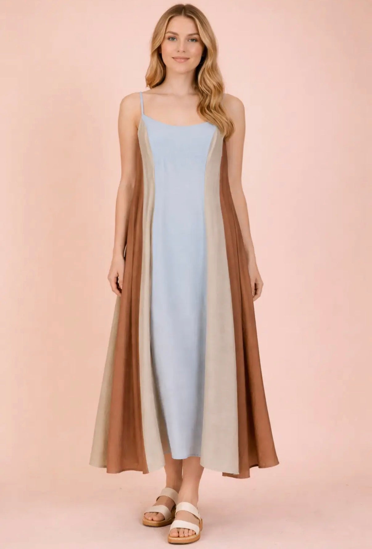 Colorblock Maxi Dress (Neutral Multi)