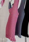 Ribbed Ruffle Hem Tank (Pink)