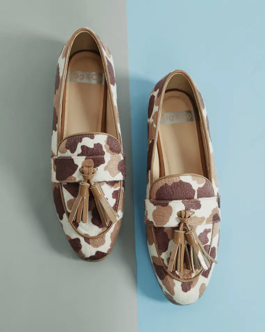 Cow Print Tassel Loafer