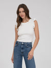 Ribbed Flutter Sleeve Tank (White)