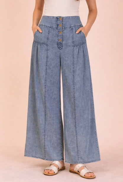 Chambray Wide Leg Pants