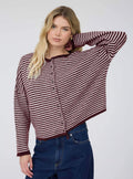 Merlot Stripe Button Cardigan