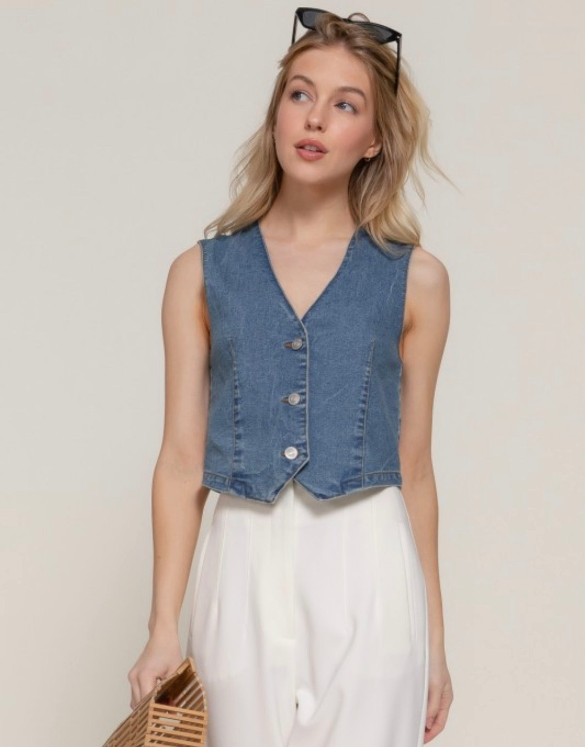 Classic Denim Button Vest