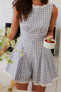 Sweetheart Picnic Romper – Blue