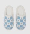 Cozy Starry Check Slippers – Blue & White
