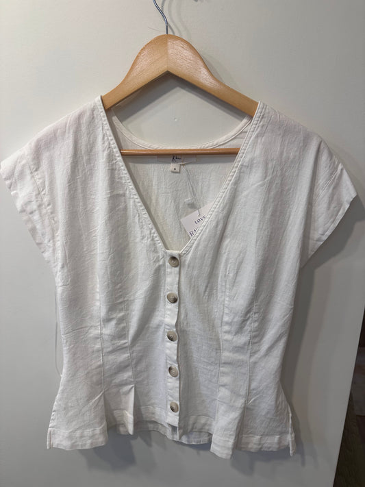 The Soft Linen Button-Front Blouse (white)