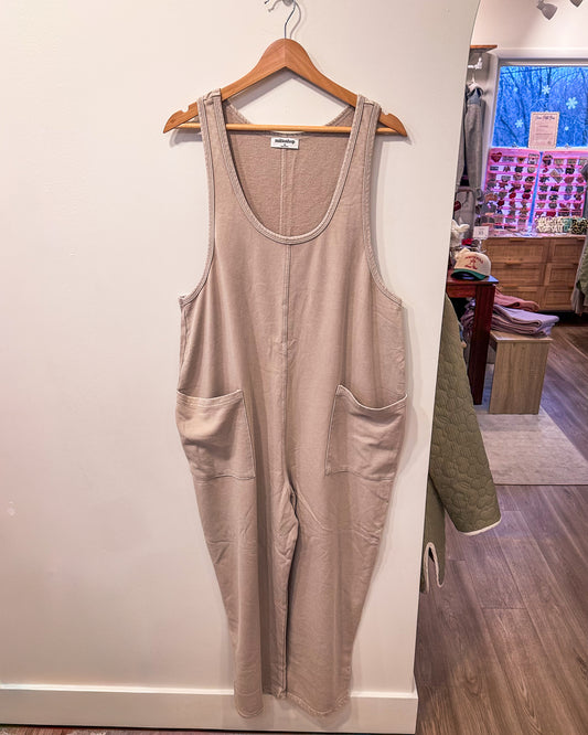 The Go-To Cotton Jumpsuit-Taupe