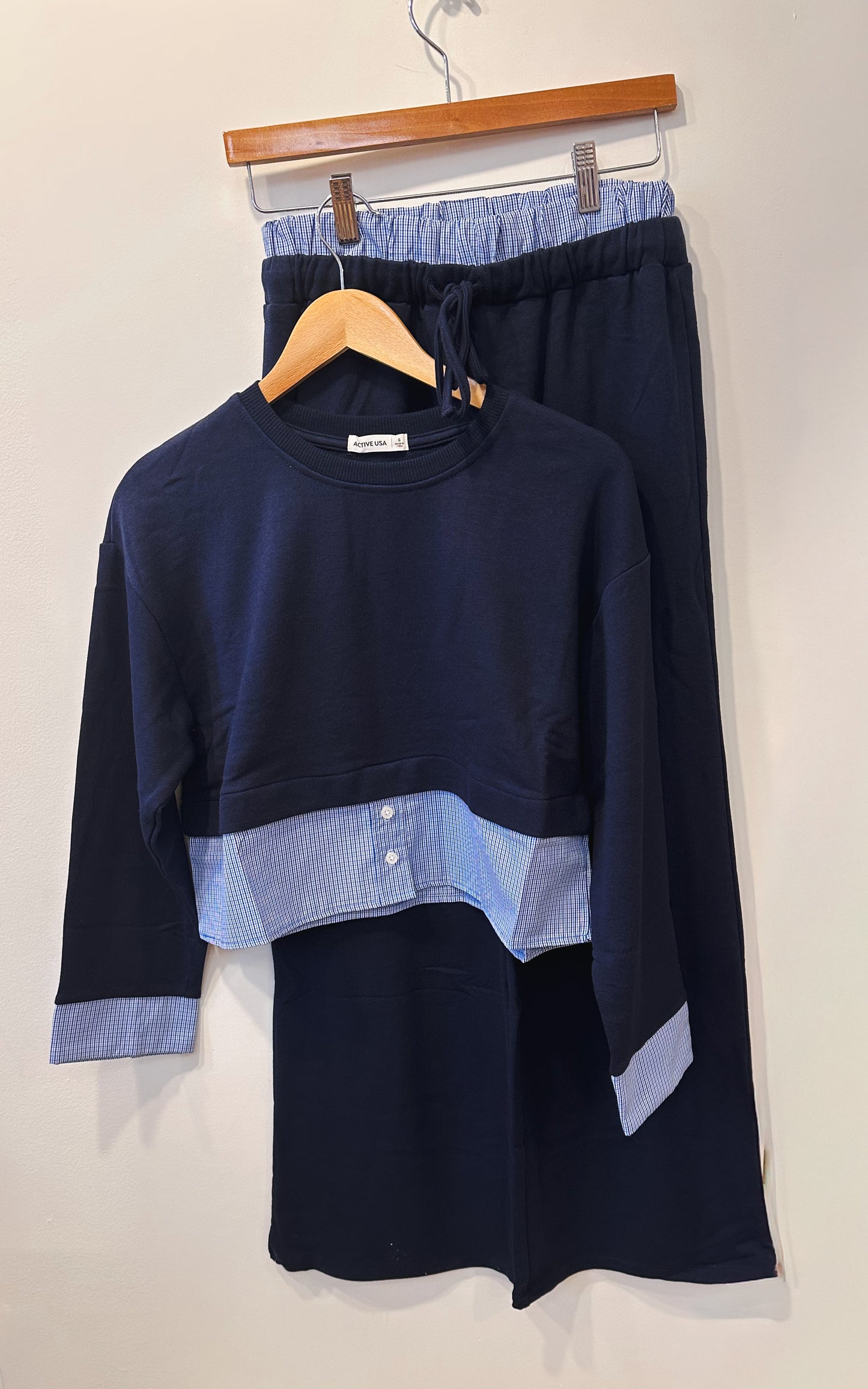 Coastal Comfort Two-Piece Set (Navy/Blue)