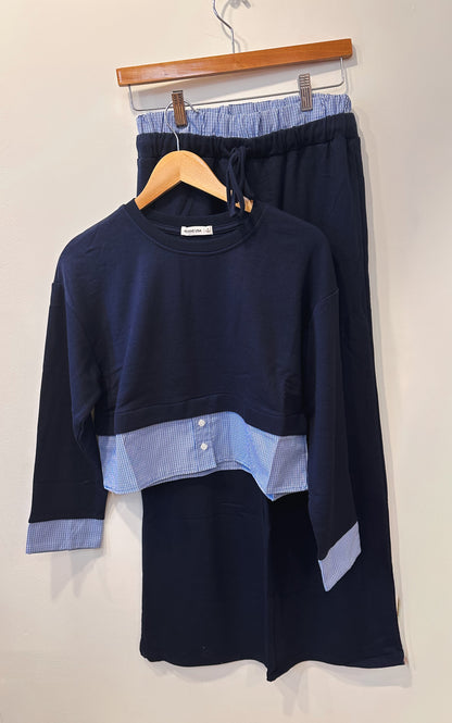 Coastal Comfort Two-Piece Set (Navy/Blue)