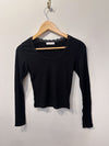 Soft Romance Ribbed Top (Black)