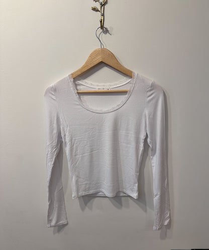 Soft Romance Ribbed Top (White)