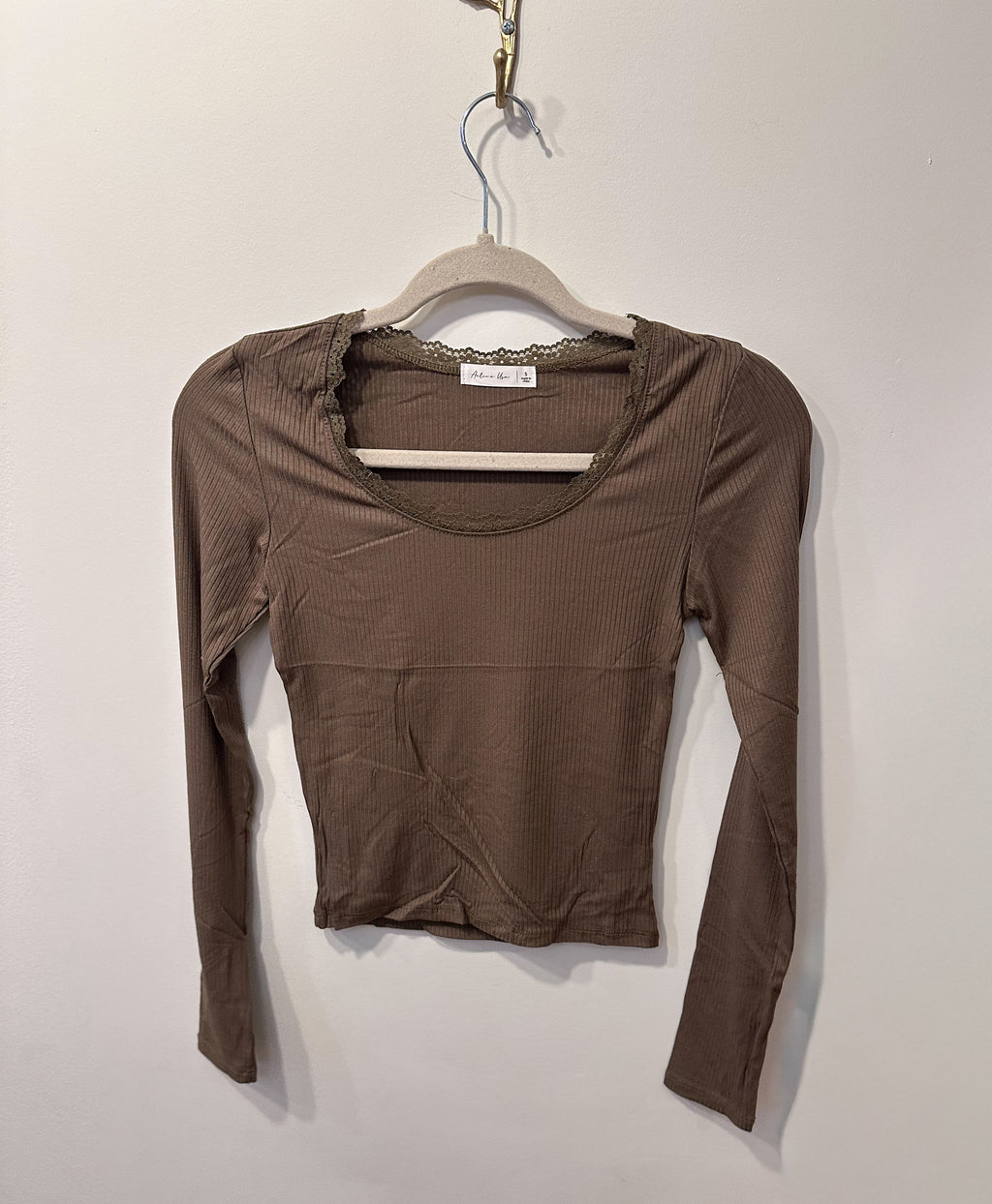 Soft Romance Ribbed Top (Olive)