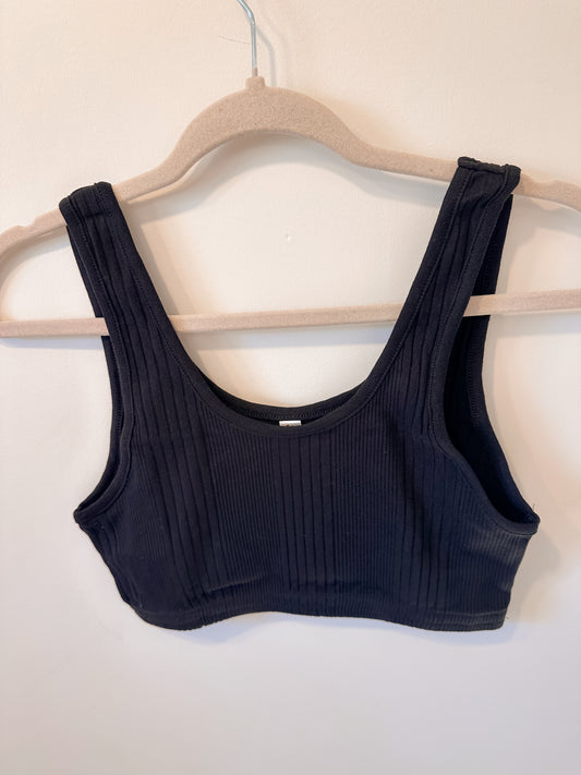 Ribbed Cropped Camisole-Black