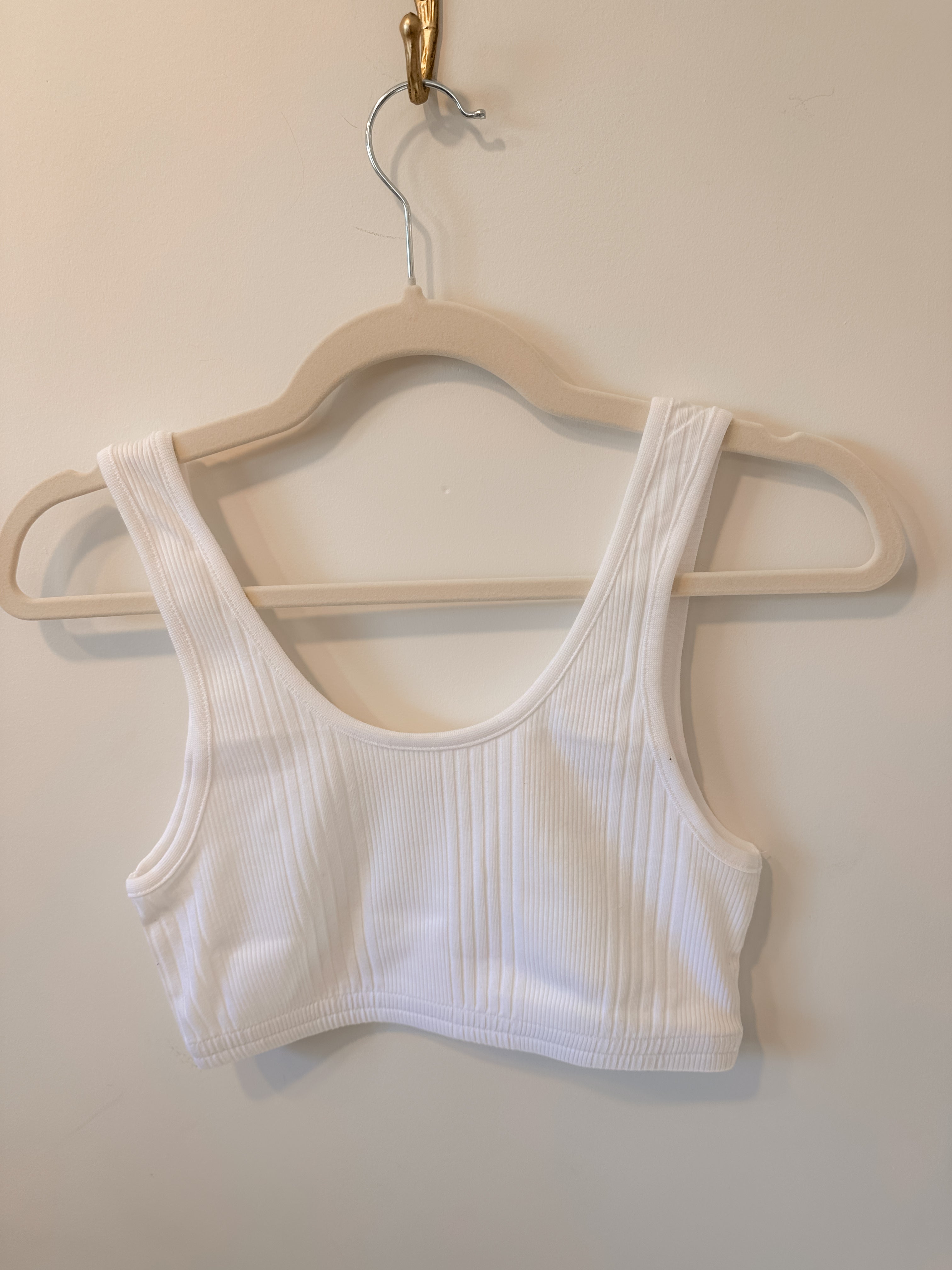 Ribbed Cropped Camisole-White