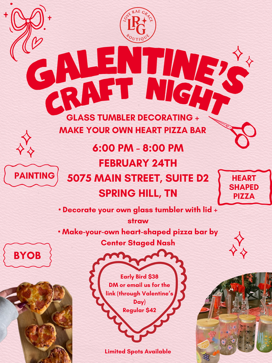 Valentine’s Craft Night – Glass Tumbler Decorating + Heart Pizza Bar