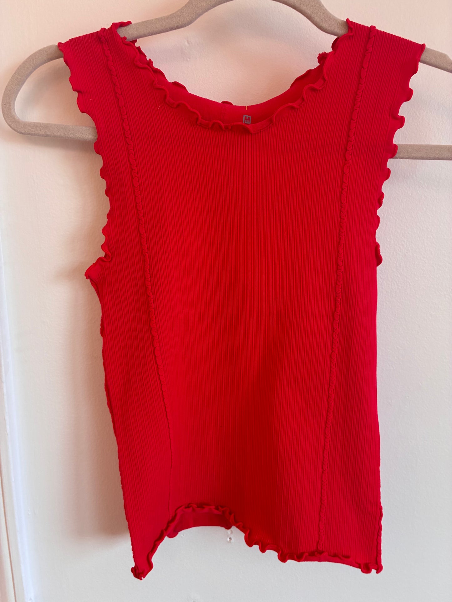 Red Ribbed Tank