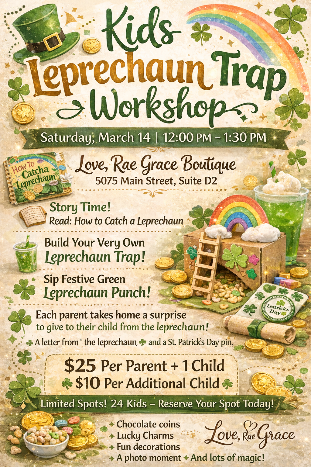 Kids Leprechaun Trap Workshop – Saturday, March 14 and Sunday March 15