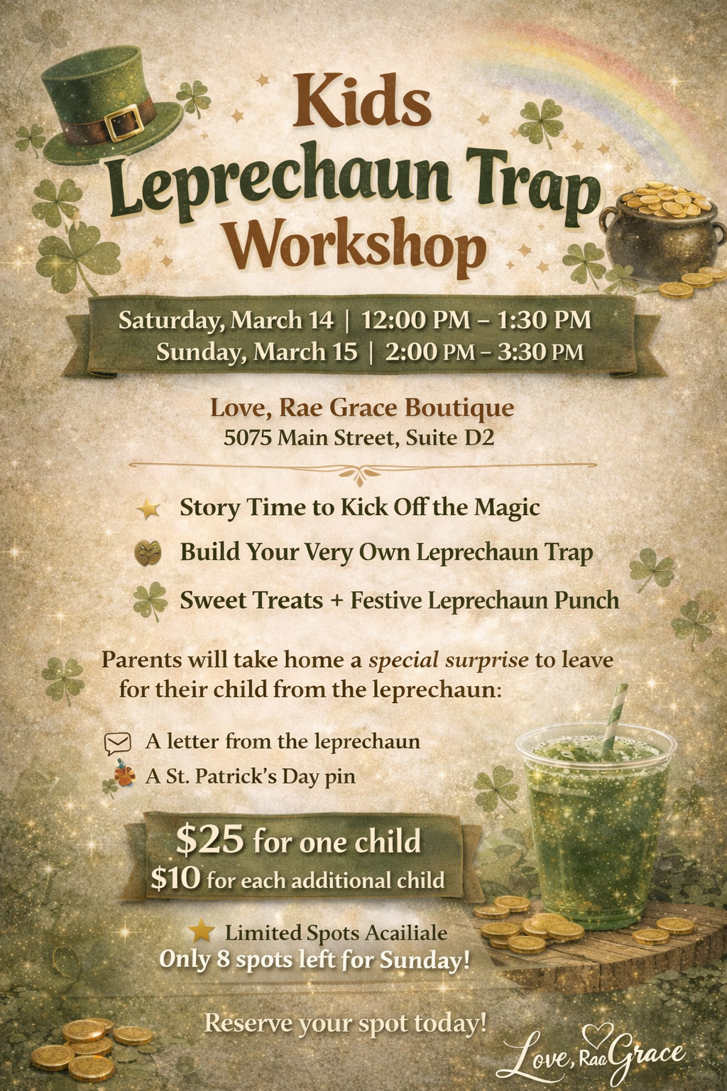Kids Leprechaun Trap Workshop – Saturday, March 14 and Sunday March 15