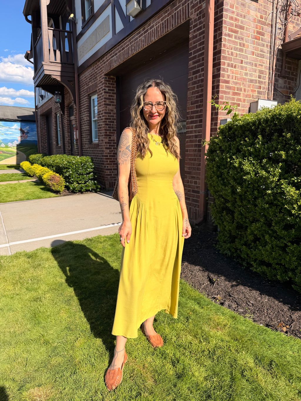 Olive Grove Midi Dress