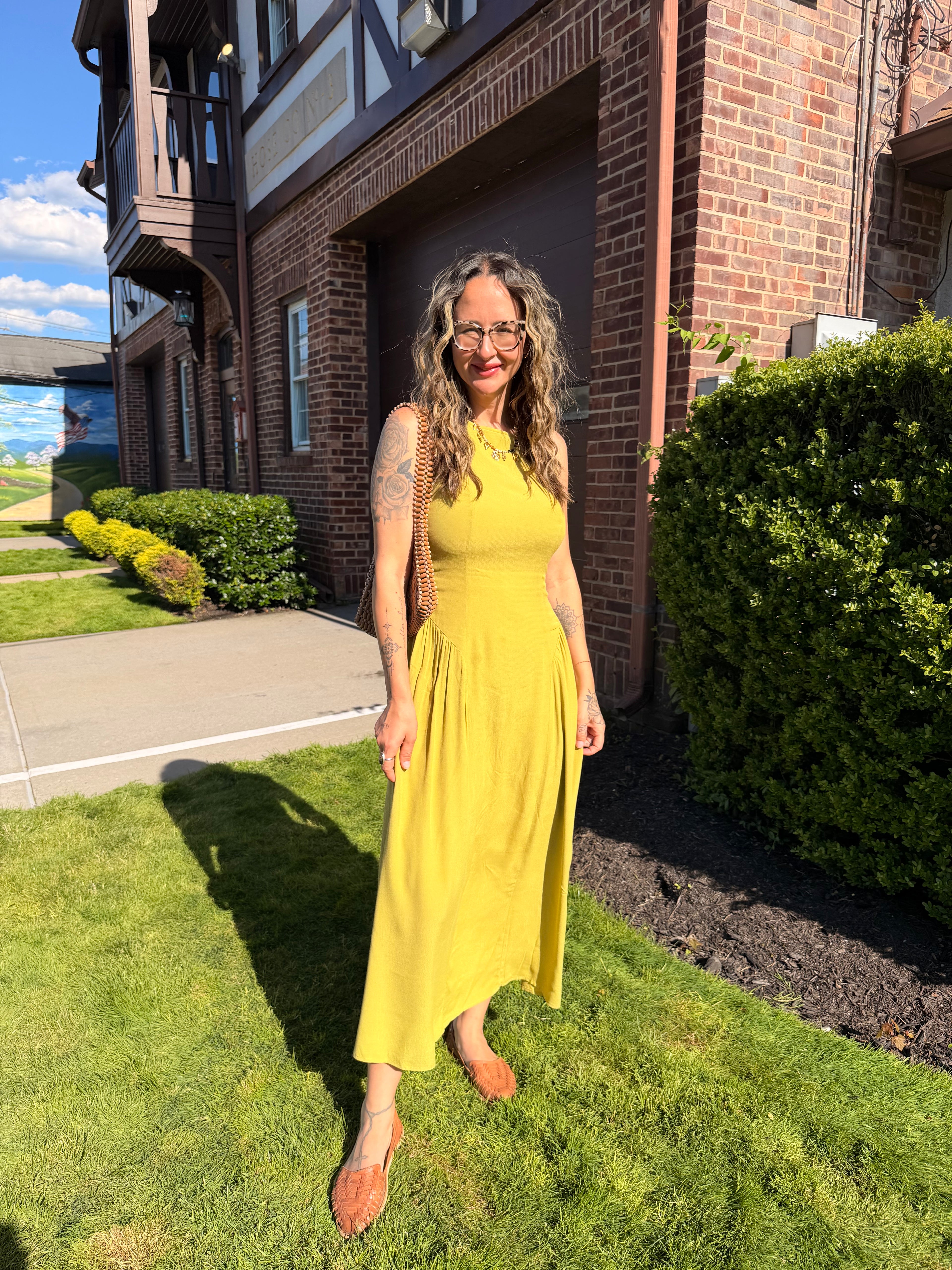 Olive Grove Midi Dress