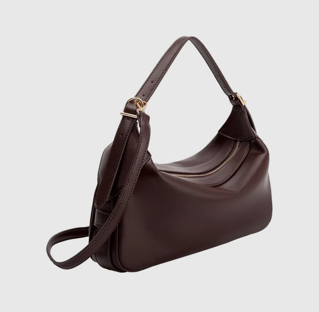 Melie Bianco Nicolette Espresso Luxe Shoulder Bag