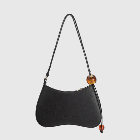 Pilar Resin Accent Shoulder Bag - Black
