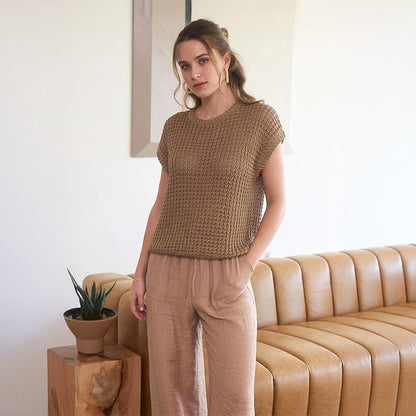 Textured Knit Cap Sleeve Top